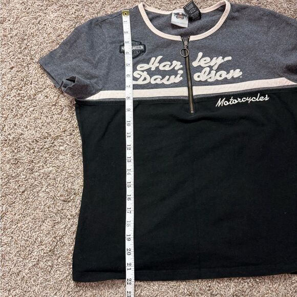 Harley-Davidson Women's Black and Gray Top With Embroidered Letters - Picture 3 of 6